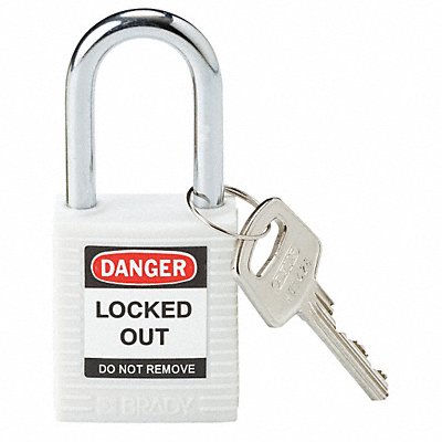 BRADY 143123 D1949 Lockout Padlock KD White 1-3/4 H