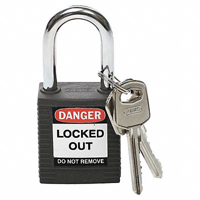 BRADY 123269 H1698 Lockout Padlock KA Black 1-3/4 H PK3
