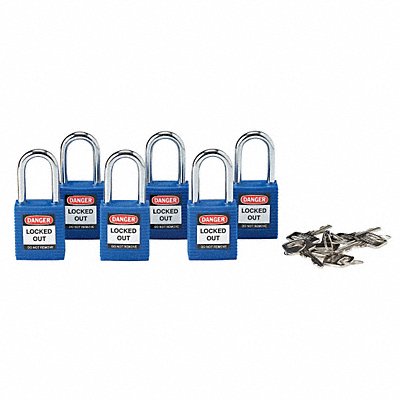 BRADY 105891 H1699 Lockout Padlock KA Blue 1-3/4 H PK6