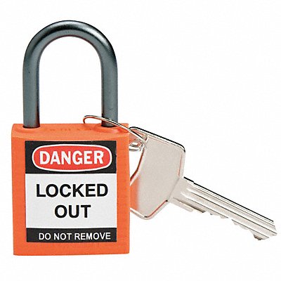 BRADY 118928 Lockout Padlock KD Orange 1-2/5 H PK6