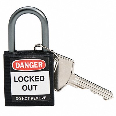 BRADY 118969 Lockout Padlock KA Black 1-2/5 H PK3