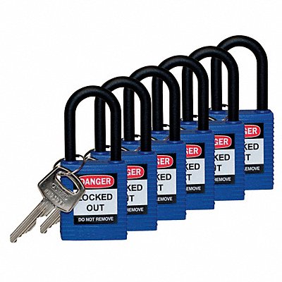 BRADY 123352 H1705 Lockout Padlock KD Blue 1-3/4 H PK6