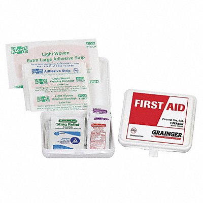 GRAINGER 54549 FirstAidKit w/House 20pcs 1.25x4.25 WHT