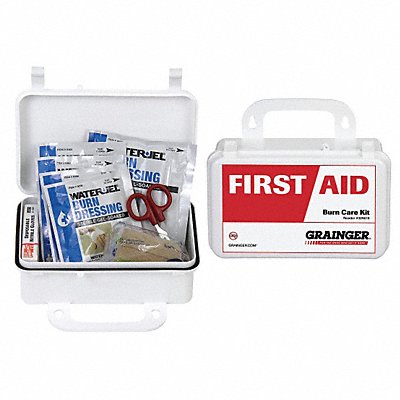 GRAINGER 54572 Burn Care Kit 9pcs 2.75 W 4.5 H White