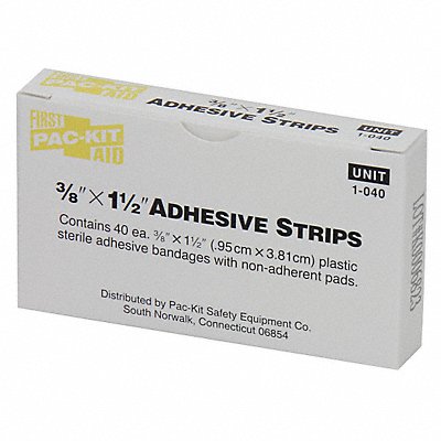 FIRST AID ONLY 1040 Strip Bandages 1.5 x3/8 Plastic PK40