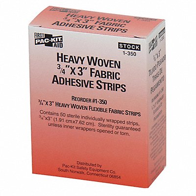 FIRST AID ONLY 1350 Strip Bandages 3 x3/4 Fabric PK50