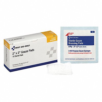 FIRST AID ONLY 3100 Gauze Pad White 2 L 2 W PK10