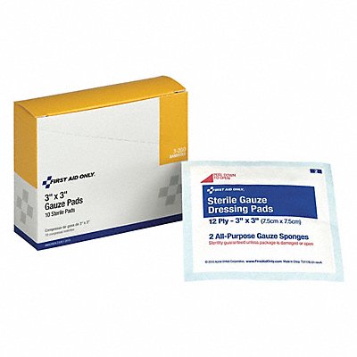 FIRST AID ONLY 3200 Gauze Pad White 3 L 3 W PK10