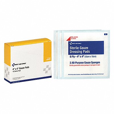 FIRST AID ONLY 3300 Gauze Pad White 4 L 4 W PK10