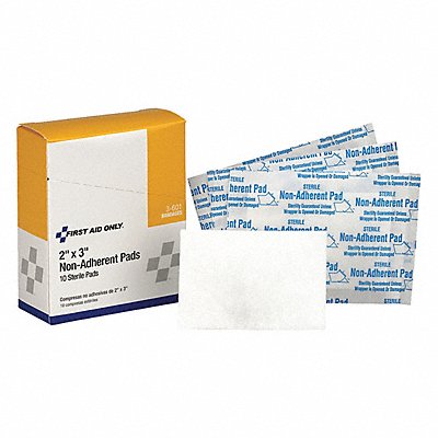 FIRST AID ONLY 3601 Non-Adherent Pad White 3 L 2 W PK10