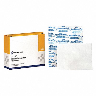 FIRST AID ONLY 3605 Non-Adherent Pad White 4 L 3 W PK10