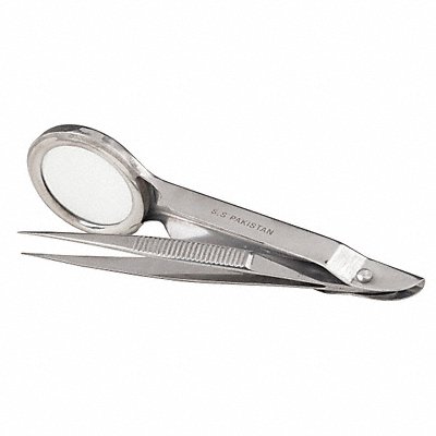 FIRST AID ONLY 17200 Forceps w/ Magnifier Silver 3-3/4 In L