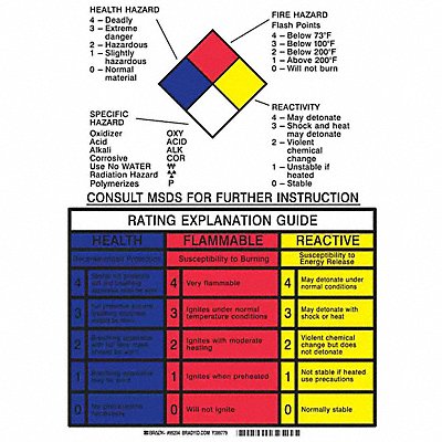 BRADY 99204 NFPA Sign Fiberglass 10 in W 14 in H