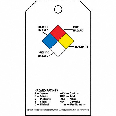 BRADY 99202 Accdnt Prvntn Tag Poly NFPA Diamond PK25
