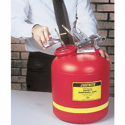 JUSTRITE 14765 Disposal Can 5 gal Red Polyethylene
