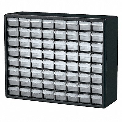 AKRO-MILS 10164 Bin Cab 64ClrDrwr Blk 15.75 H ClearDrwr