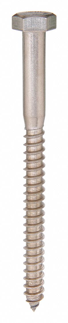 GRAINGER U519000370450 Hex Lag Screw 3/8 18-8SS 4.5 L PK10