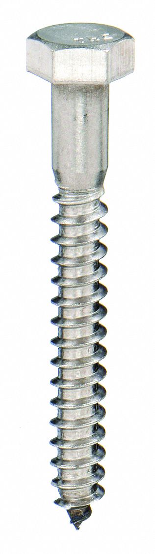 GRAINGER U519000370350 Hex Lag Screw 3/8 18-8SS 3.5 L PK10