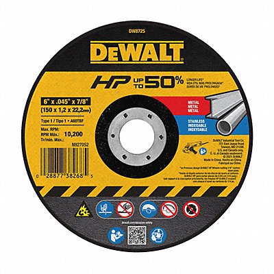 DEWALT DW8725 Abrasive Cut Off Wheel 7/8 Connect. A60T