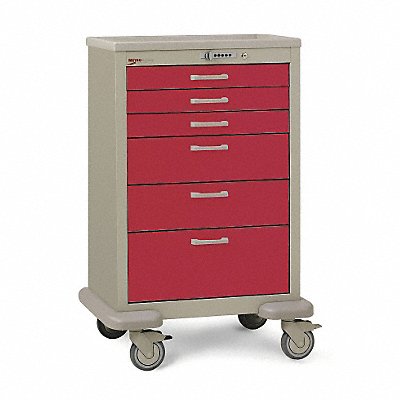 METRO MBX3210TLRE Medical Cart Steel/Polymer Taupe/Red