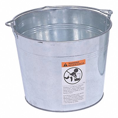 GRAINGER BKTGAL325 Bucket Steel Silver Open Head