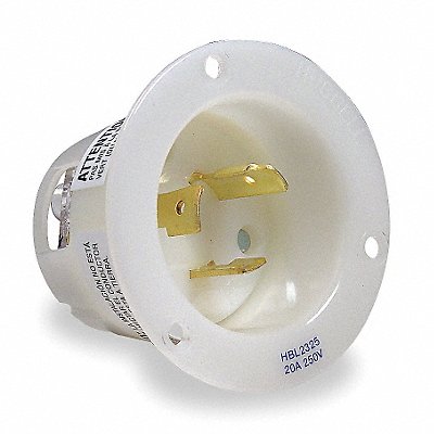 HUBBELL HBL2325 Flg LckInl 20 A White L6-20P Steel