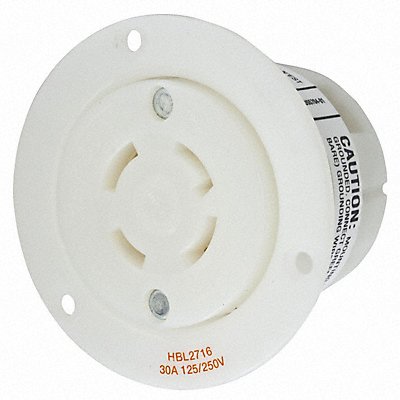 HUBBELL HBL2716 Flng Lck Recpt 30 A Wht Nyl L14-30R 1Gng