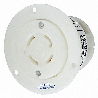 HUBBELL HBL2726 Flng Lck Recpt 30 A Wht Nyl L15-30R 1Gng