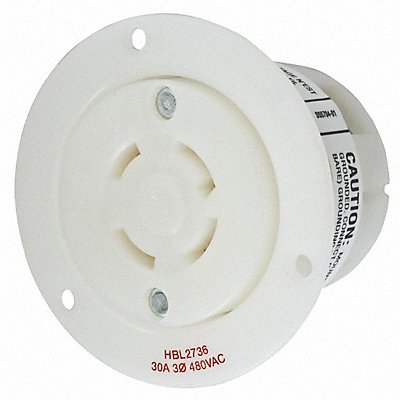 HUBBELL HBL2736 Flng Lck Recpt 30 A Wht Nyl L16-30R 1Gng