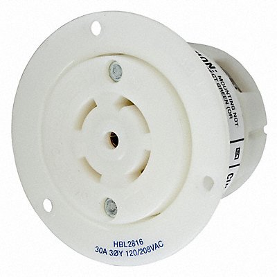 HUBBELL HBL2816 Flng Lck Recpt 30 A Wht Nyl L21-30R 1Gng