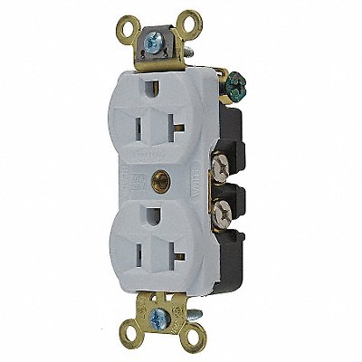 HUBBELL HBL5352W Recept White 20 A 2P3W Back Side 1PK