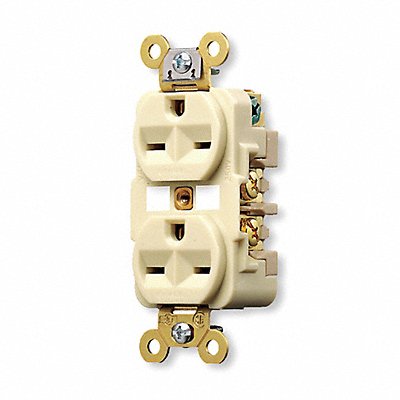 HUBBELL HBL5662I Recept Ivory 15 A 2P3W Back Side 1PK