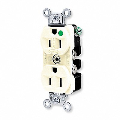 HUBBELL HBL8200ILI Recept Ivory 15 A 2P3W Back Side 1PK