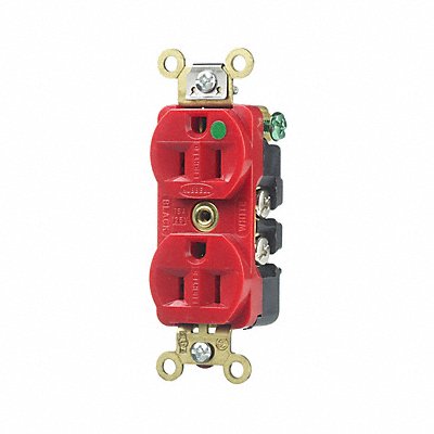 HUBBELL HBL8200ILR Receptacle Red 15 A 2P3W Back Side 1PK