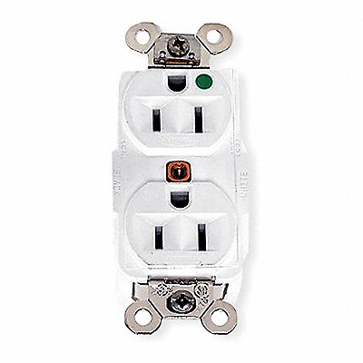 HUBBELL HBL8200W Recept White 15 A 2P3W Back Side 1PK