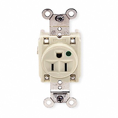 HUBBELL HBL8210I Recept Ivory 15 A 2P3W Back Side 1PK