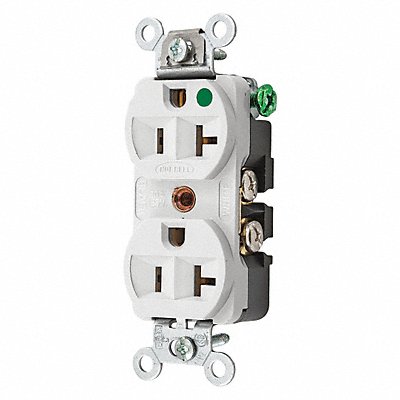 HUBBELL HBL8300HW Recept White 20 A 2P3W Back Side 1PK