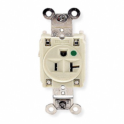 HUBBELL HBL8310I Recept Ivory 20 A 2P3W Back Side 1PK
