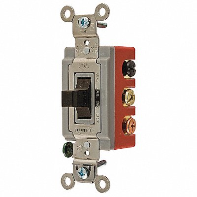 HUBBELL HBL1386 Wall Switch Brwn 20A Bk Sd DblPole/DblThrow