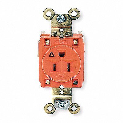 HUBBELL IG5261 Recept Orange 15 A 2P3W Back Side 1PK