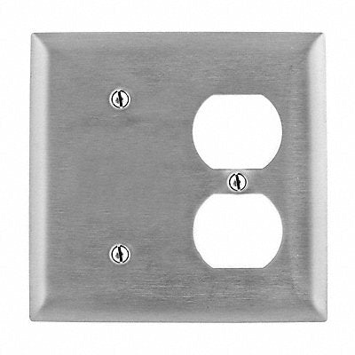 HUBBELL SS138 Dup/Blank Wall Plate Mid Silver 2Gng Brsh