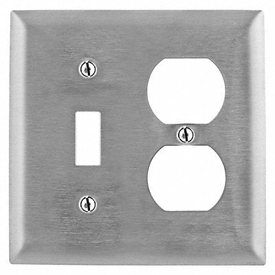 HUBBELL SS18 TglSwch/DupRcptPlt Std Slvr 2Gng LcqrCt