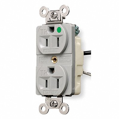 HUBBELL HBL8200SGGYA Receptacle Grey 15 A 2P3W Back Side 1PK