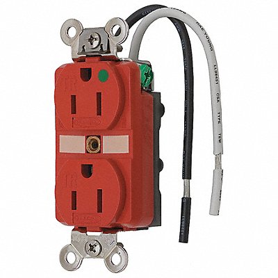 HUBBELL HBL8200SGRA Receptacle Duplex 15A 5-15R 125V Red
