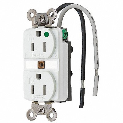 HUBBELL HBL8200SGWA Recept White 15 A 2P3W Back Side 1PK