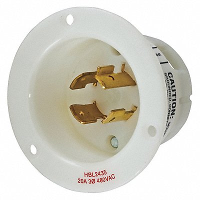 HUBBELL HBL2435 Flg LckInl 20 A White L16-20P Steel