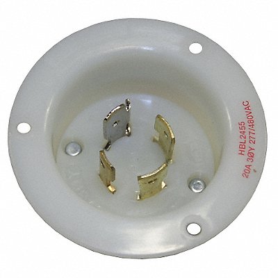 HUBBELL HBL2455 Flanged Locking Inlet White