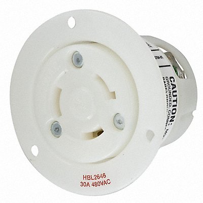 HUBBELL HBL2646 Flng Lck Recpt 30 A Wht Nyl L8-30R 1Gng