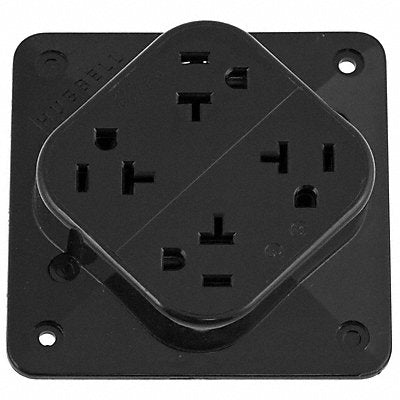 HUBBELL HBL420BK Receptacle Black 20 A 2P3W Back 1PK