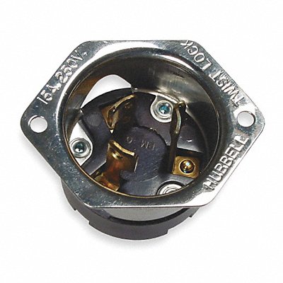 HUBBELL HBL4586 Flg LckInl 15 A Black L6-15P SS